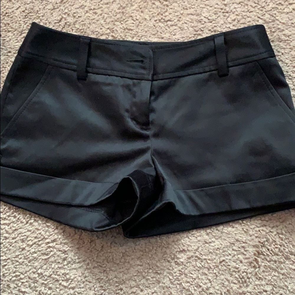 Express black satin shorts